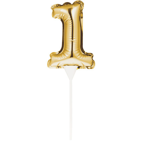 Mini-Ballon "Zahl 1", Gold, 13 cm | MEINCUPCAKE Shop