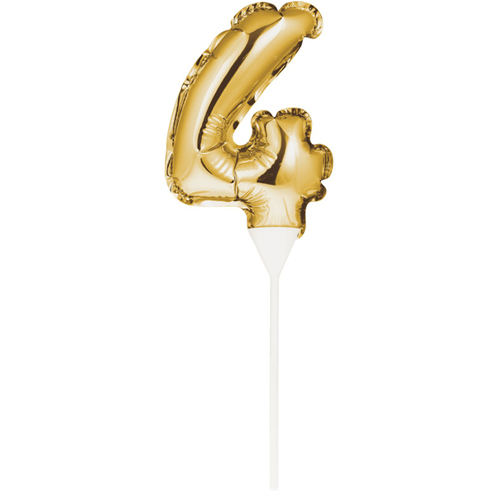 Mini-Ballon "Zahl 4", Gold, 13 cm | MEINCUPCAKE Shop