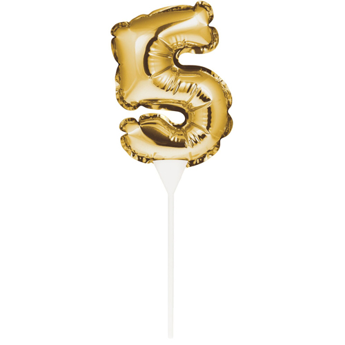 Mini-Ballon "Zahl 5", Gold, 13 cm | MEINCUPCAKE Shop