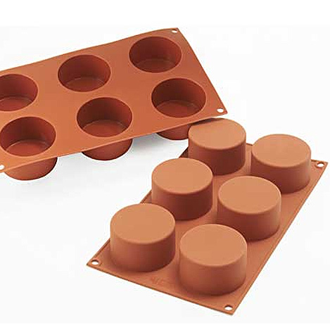 Silikomart Muffinform, extra tiefe Cupcakes, 6 Zylinder, ca. 7 x 3,5 cm |  MEINCUPCAKE Shop