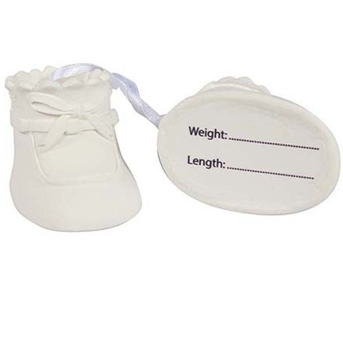 Tortendeko, Babyschuhe weiß, nicht essbar 6,2 cm | MEINCUPCAKE Shop