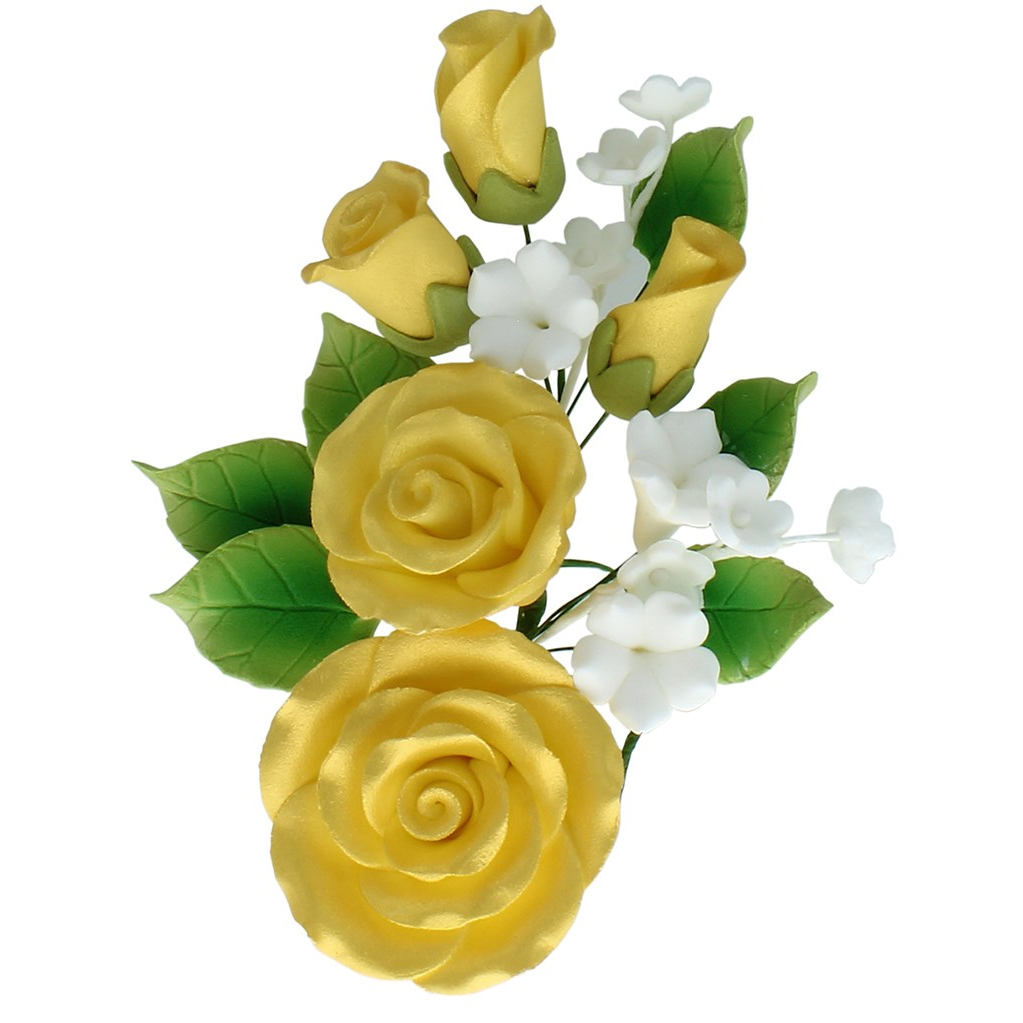 Tortendekor "Gelbe Rosen", aus Blütenpaste, nicht essbar, Gelb & Weiß,  CULPITT | MEINCUPCAKE Shop