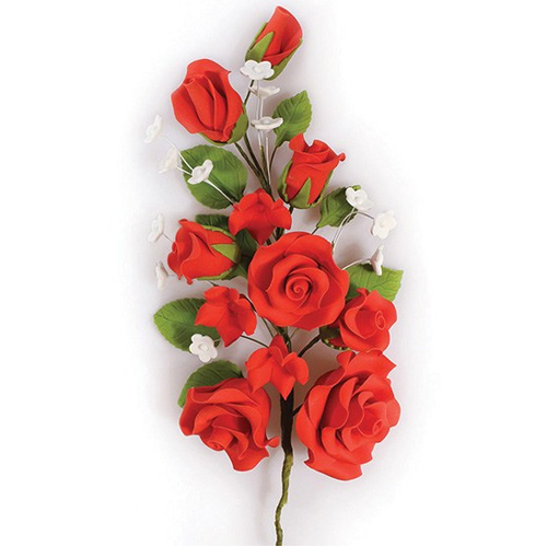 Tortendekor "Rote Rosen", aus Blütenpaste, nicht essbar, ca. 17 cm, Rot,  Modecor | MEINCUPCAKE Shop