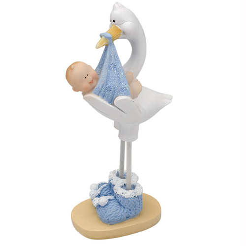 Tortenfigur "Storch mit Baby", Blau | MEINCUPCAKE Shop
