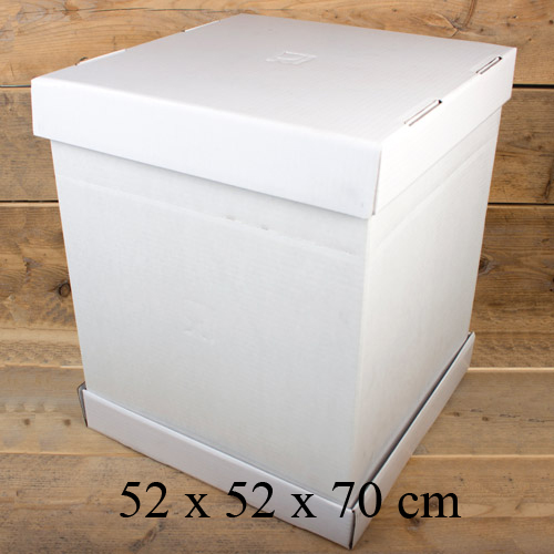 Tortenkarton mit Deckel, 52 x 52 x 70 cm, weiß | MEINCUPCAKE Shop