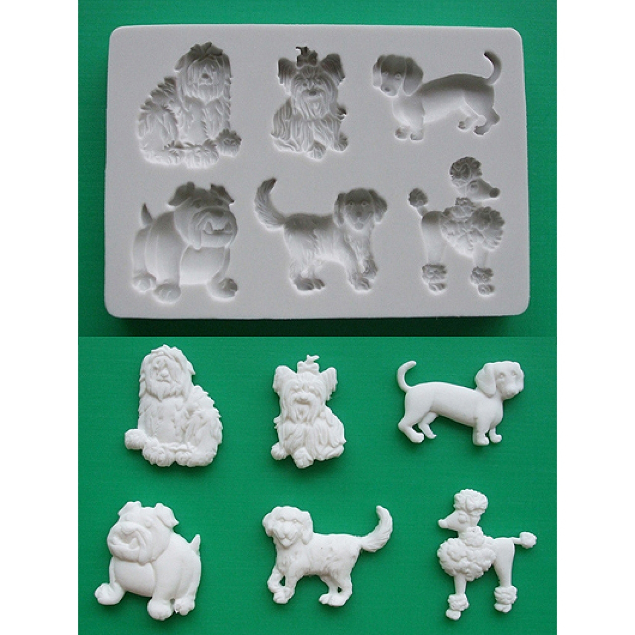 Silikonform für Fondant 'Kleine Hunde' 9 x 6 cm | MEINCUPCAKE Shop