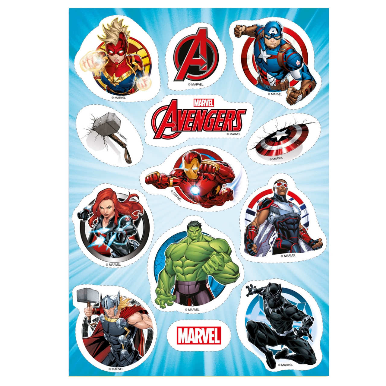 deKora Muffin-Aufleger "Marvel Avengers", aus Esspapier, Rot, Blau, Weiß &  Schwarz, 13 Stück | MEINCUPCAKE Shop