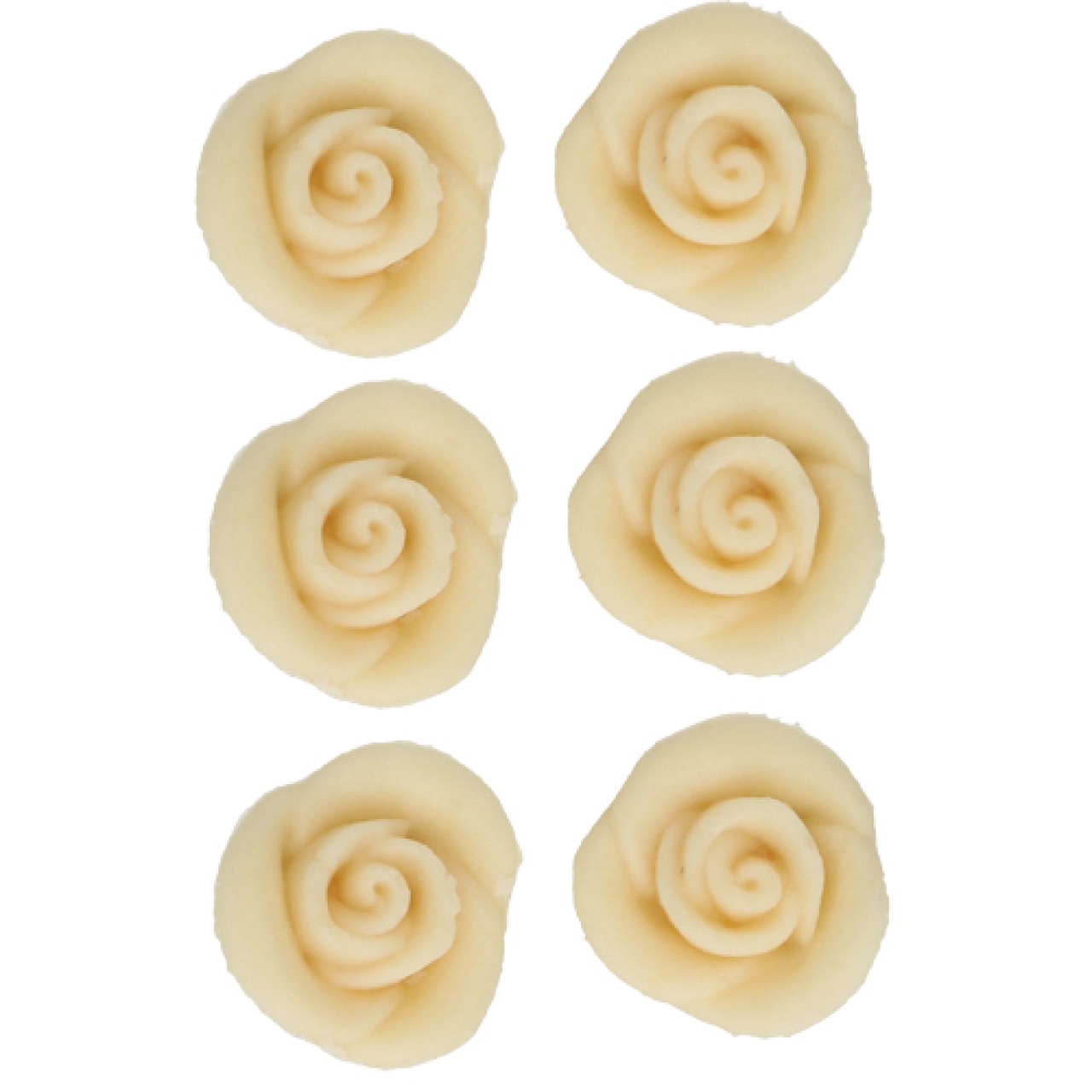 FunCakes 6 Marzipan Rosen mit Blätter, weiß, ca. 3,5 cm x 2,5 cm (B X H) |  MEINCUPCAKE Shop