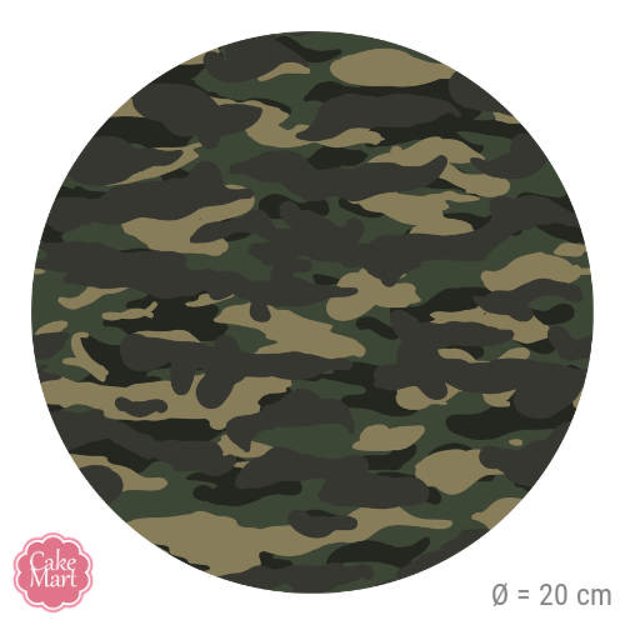 Tortenaufleger "Camouflage", rund, 20 cm | MEINCUPCAKE Shop