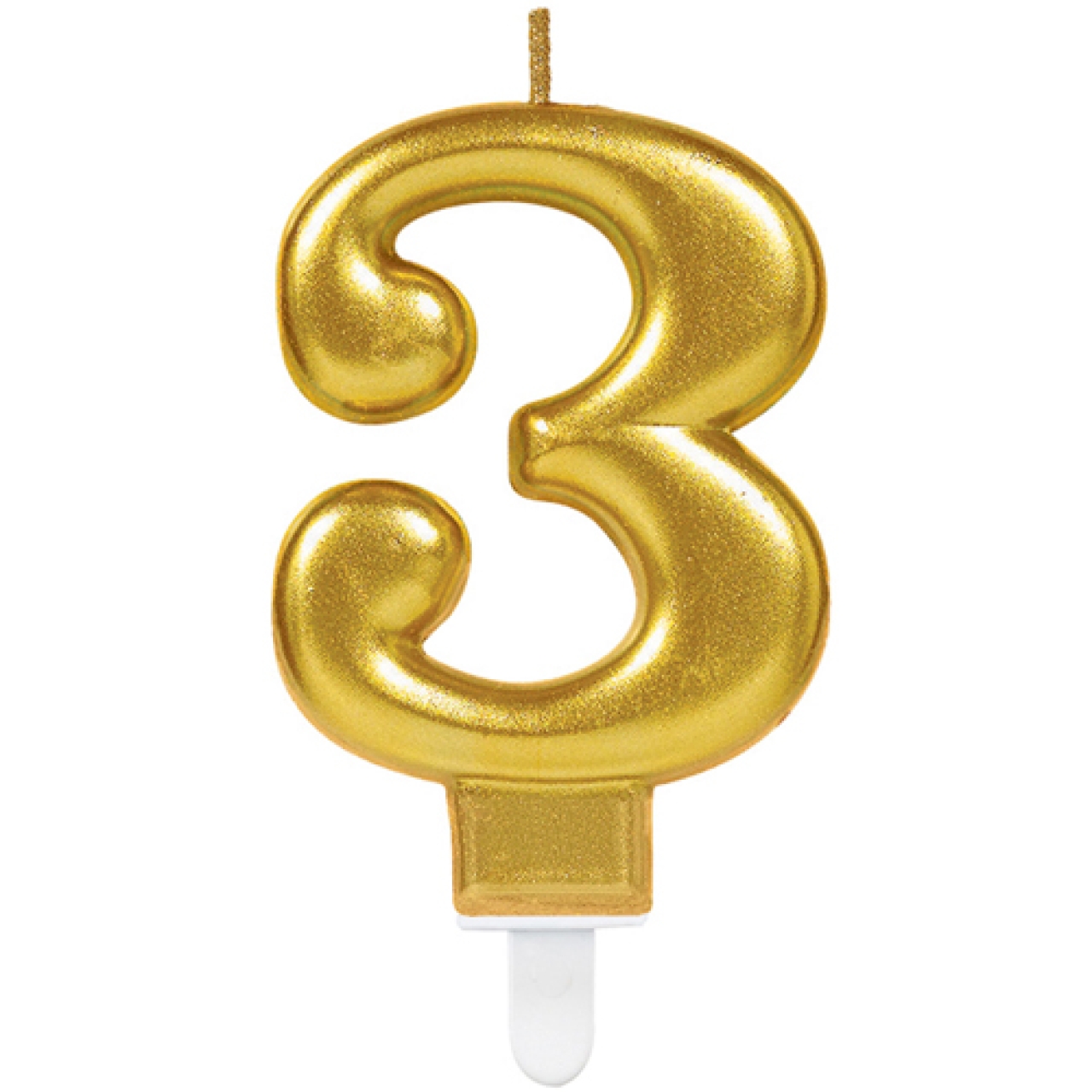 Geburtstagskerze "Zahl 3", Gold, 8 cm | MEINCUPCAKE Shop